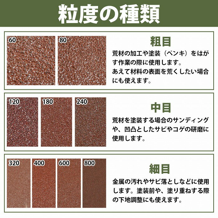 各30枚セット『#60-＃800 』オービタルサンダー 93x185 長方形 サンドペーパー 紙やすり マジック式 研磨 パッド ヤスリ 30枚