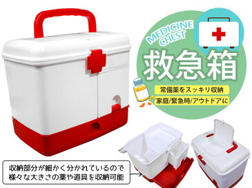 常備薬の収納や保管に最適! 救急箱 引き出し付き 救急ボックス プラスチック製 コンパクトサイズ 【救急BOX 防災 災害 薬入れ 収納ケース 家庭用常備薬 応急手当 風邪薬 絆創膏】