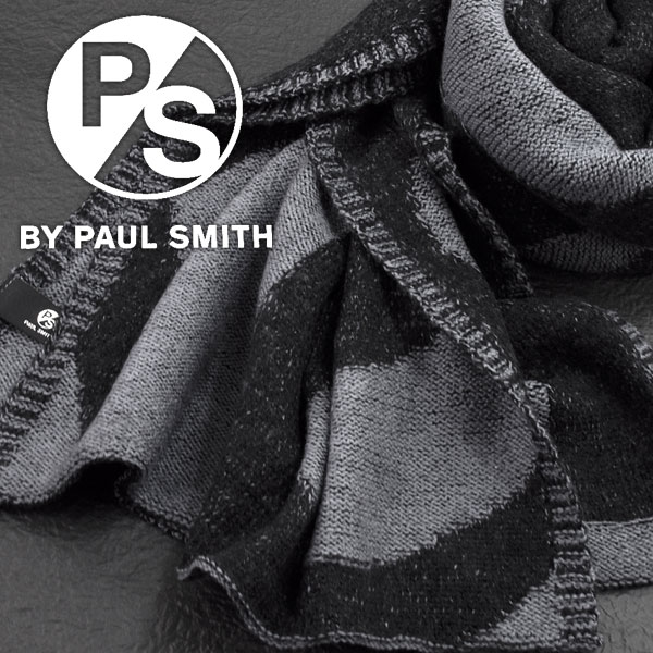 【送料無料】PS BY PAUL SMITH ピーエスバイポールスミス メンズマフラー ブランドロゴ柄 グレー ATXD-991C-S585-79