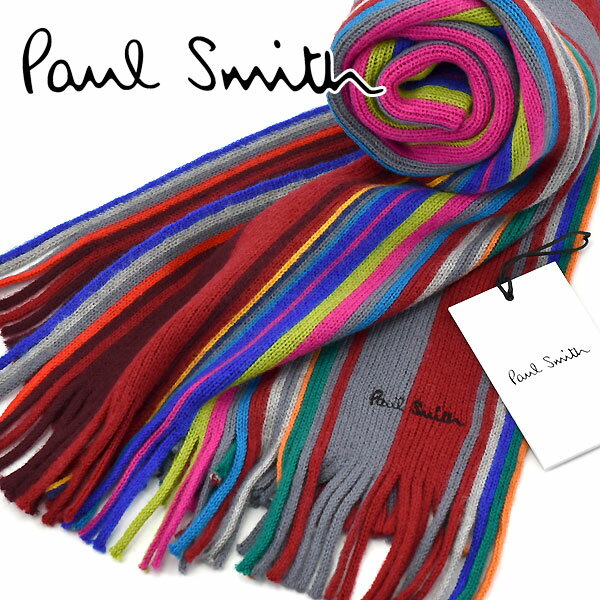 【ネコポス配送で送料無料】 PAUL SMITH ポールスミス ドイツ製 メンズマフラー ストライプ マルチカラー M1A-353E-AS10-28 【有料ラッピング不可】