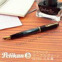 【Pelikan】ペリカン Classic クラシック 200 万年筆 24金ゴールドプレートペン先 ペン先EF～B マーブルグリーン PE-M200-MGR