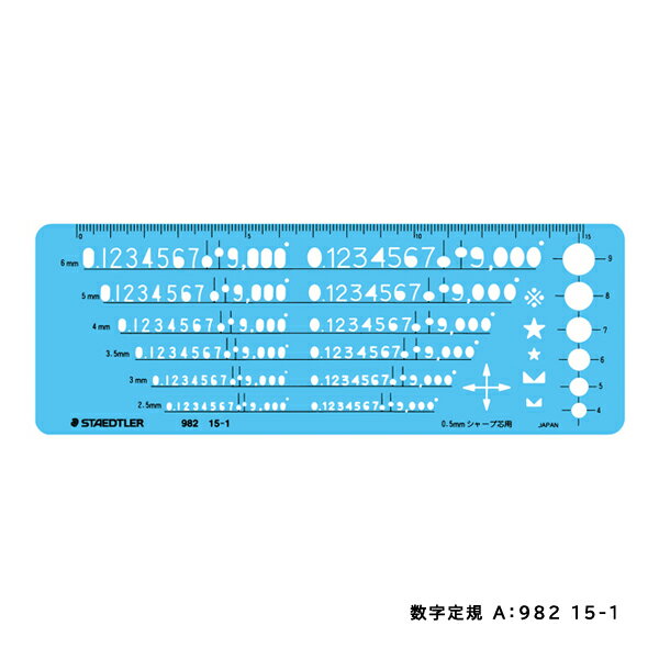 ステッドラー テンプレート 製図用テンプレート 数字定規 A/数字定規 B 0.5mm シャープペンシル用 SL-982-15 2