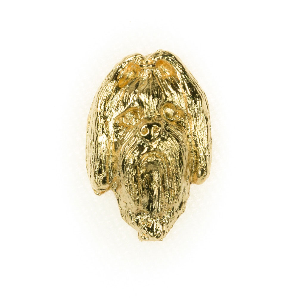 【※要 発送期間 約1〜3ヶ月】 シーズー イギリス製 22ctゴールドメッキ アート ドッグ ピンバッジ コレクション 英国製 犬 グッズ