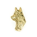 【※要 発送期間 約1〜3ヶ月】 シルキーテリア イギリス製 22ctゴールドメッキ アート ドッグ ピンバッジ コレクション 英国製 犬 グッズ