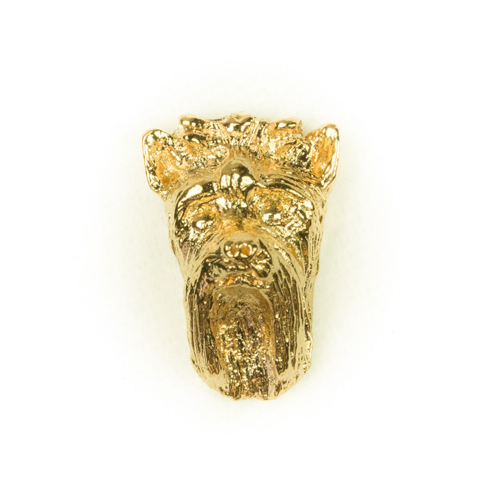 【※要 発送期間 約1〜3ヶ月】 ヨークシャーテリア イギリス製 22ctゴールドメッキ アート ドッグ ピン..