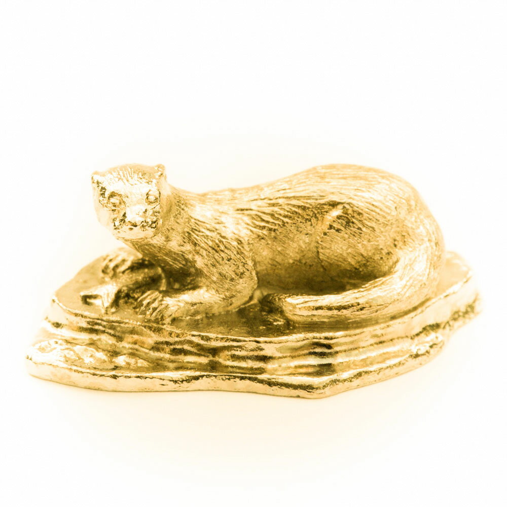【※要 発送期間 約1〜3ヶ月】 カワウソ 22ct ゴールドプレート イギリス製 アニマル アート フィギュア..