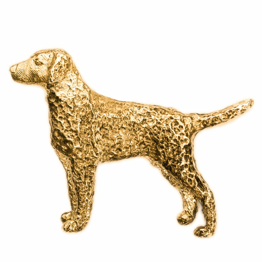 【※要 発送期間 約1〜3ヶ月】 カーリーコーテッドレトリバー イギリス製 22ct ゴールドプレート アート..