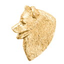 【※要 発送期間 約1~3ヶ月】 サモエド(ヘッド) イギリス製 22ct ゴールドプレート アート ドッグ ブローチ コレクション 英国製 犬 グッズ