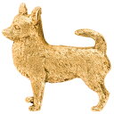 【※要 発送期間 約1〜3ヶ月】 チワワ（スムース） イギリス製 22ct ゴールドプレート アート ドッグ ブローチ コレクション 英国製 犬 グッズ