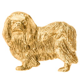 【※要 発送期間 約1〜3ヶ月】 狆（チン） イギリス製 22ct ゴールドプレート アート ドッグ ブローチ コレクション 英国製 犬 グッズ