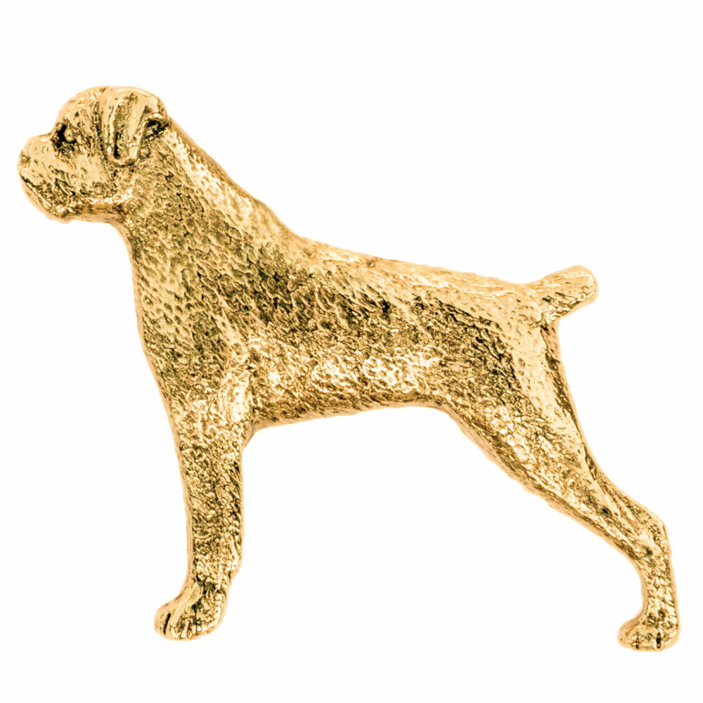 【※要 発送期間 約1〜3ヶ月】 ボクサー イギリス製 22ct ゴールドプレート アート ドッグ ブローチ コレクション 英国製 犬 グッズ