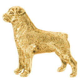 【※要 発送期間 約1〜3ヶ月】 ロットワイラー イギリス製 22ct ゴールドプレート アート ドッグ ブローチ コレクション 英国製 犬 グッズ