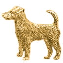 【※要 発送期間 約1~3ヶ月】 パーソンラッセルテリア イギリス製 22ct ゴールドプレート アート ドッグ ブローチ コレクション 英国製 犬 グッズ