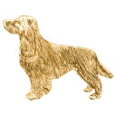 【※要 発送期間 約1~3ヶ月】 イングリッシュスプリンガースパニエル(未断尾) イギリス製 22ct ゴールドプレート アート ドッグ ブローチ コレクション 英国製 犬 グッズ