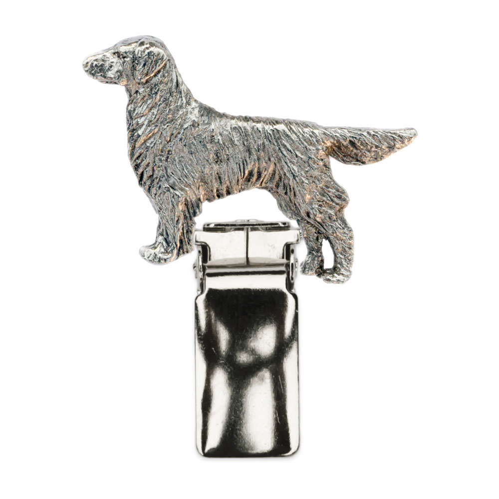 【※要 発送期間 約1〜3ヶ月】 フラットコーテッドレトリバー イギリス製 アート ドッグ ショー リング クリップ コレクション 英国製 犬 グッズ