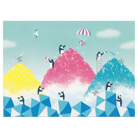 夏柄ポストカード かき氷とペンギン 1枚入 PN-1262 ※30個までメール便可能 EASE M在庫-2-C2