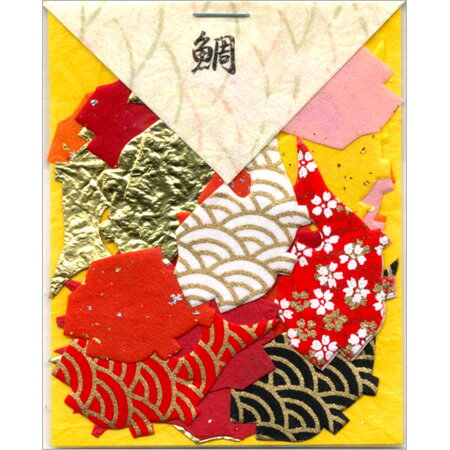 【かたちいろいろ貼り絵用和紙　鯛　64】タイの形に裁断された和紙です※ネコポス便可能[富美堂]
