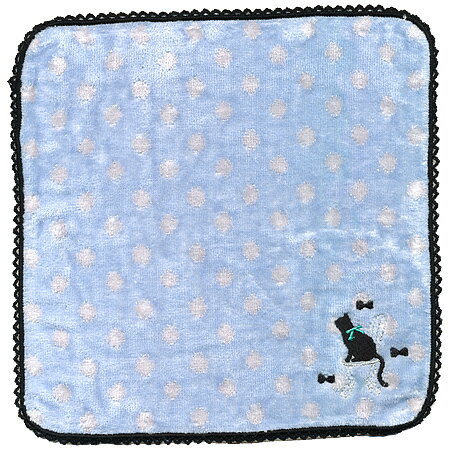 タオルハンカチ 黒猫 236×236mm 09657 クーリア 3個までメール便可能 M在庫-2-E7