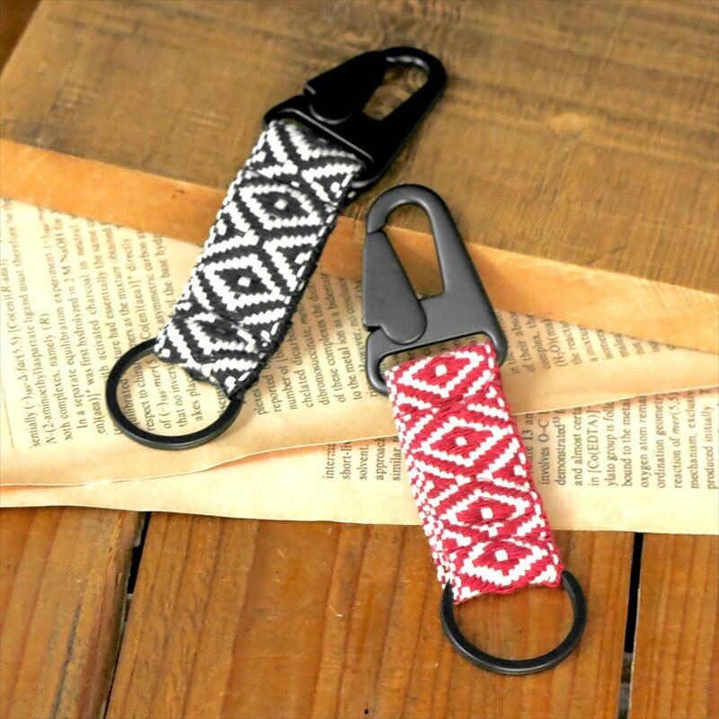 カラビナキーホルダー キーリング ボヘミアン柄 メンズ レディース ブラック レッド ギフト プレゼント