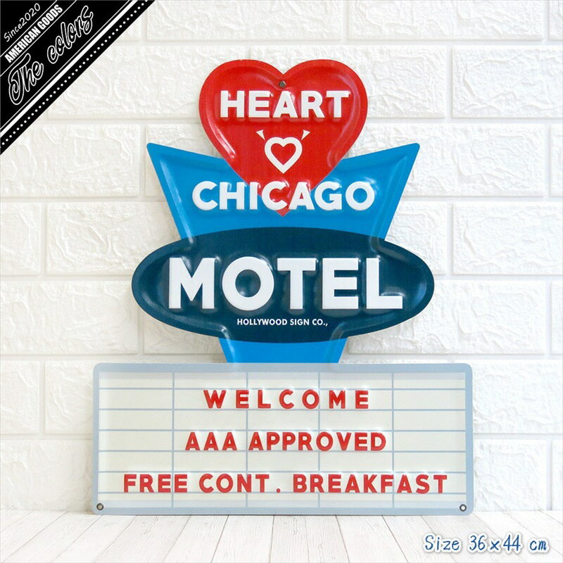 アメリカン雑貨　HEART CHICAGO　サインプレート　看板ボード　KEYSTONE　キーストーン　MOTEL　鉢型　メタルサイン　USA ガレージ　壁掛け　インテリア　アメリカンヴィンテージ　カリフォルニア　ダイナー　店舗　壁飾り
