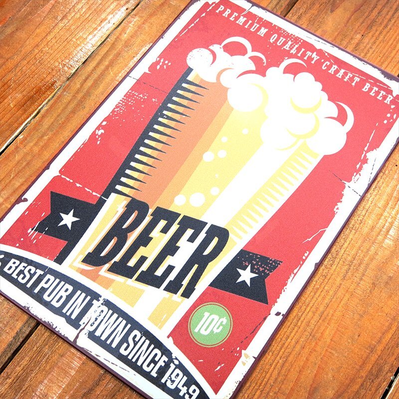 アメリカン雑貨 サインプレート ブリキ看板 ビール ガレージ インテリア アメリカンヴィンテージ カリフォルニア BEER ダイナー パブ CAFE BIKE 車 カリフォルニア ダイナー アメリカンバイク アメリカンクラシック [2]