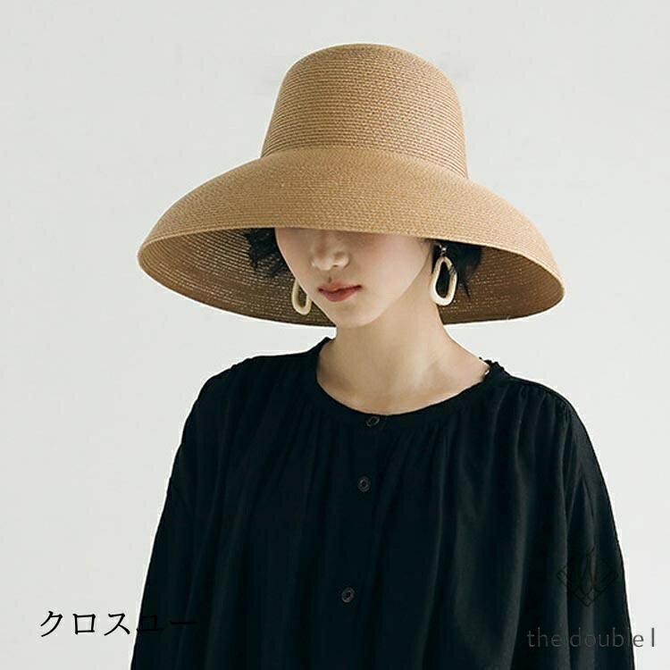 麦わら帽子 レディース 春夏 秋 UVカット ハット 折りたたみ可能 サイズ調整 日除...