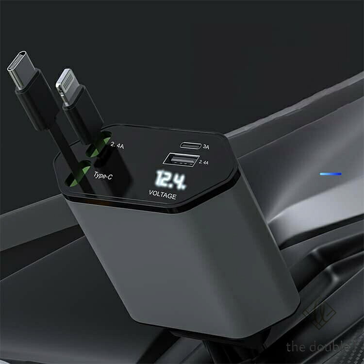 巻き取り 充電ケーブル シガーソケット 充電器 車 カーチャージャー 4台同時充電可能 急速充電 ケーブル 120W 伸縮式 iPhone Android Type-C 車載充電器 リール 角度調整 車用 スマホ 12V-24V対応 出張 旅行 車内整理 地震 災害 車中泊