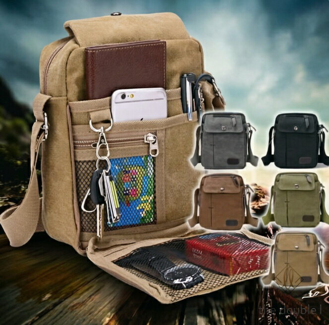 Rakuten - サコッシュバッグ ショルダーバッグ 斜めがけ 大容量 帆布 キャンバス スマホポーチ 軽量 多機能 多収納 通学 通勤 バック