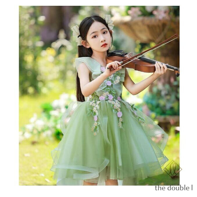 Rakuten - 子供ドレス 前短後長 花柄 ピアノ発表会ドレス 演奏会ドレス 女児ドレス ショート丈 ロング丈 お花 可愛い 女の子ドレス結婚式 パーティー