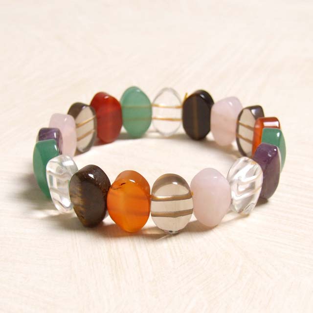 樂天商城 - おしゃれ 貴石ジュエリー 天然石 ブレスレット (楕円) 人気の天然石を組み合わせたブレスレット
