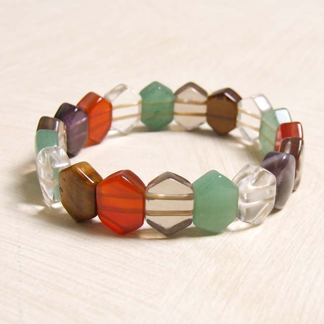 樂天商城 - おしゃれ貴石ジュエリー　天然石ブレスレット（六角細長）　人気の天然石を組み合わせたブレスレット