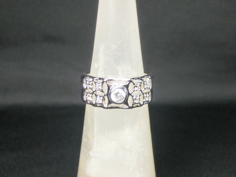 ファッション リング (キュービックジルコニア) ☆ シルバー調コスチュームジュエリー ロジウムメッキ