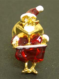 【ラッピング無料♪】ミニサンタS　クリスマスピンタック☆ゴージャス＆シンプルキュート♪［クリスマスアクセサリー・クリスマスピンブローチ・クリスマスブローチ］