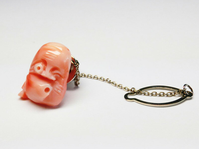 ピンク 本珊瑚 ひょっとこ型 ピンタック   日本製  ＜風水グッズ・開運...