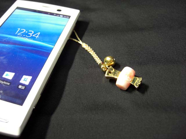 本珊瑚打ち出の小槌御守り根付け＜風水グッズ・開運お守り・縁起物おまもり＞鈴付サンゴ製打出の小槌☆..