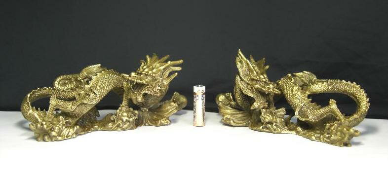 宝玉持ち双龍 金龍（銅製）専用ケース付＜風水グッズ・開運グッズ・幸運の置物＞最上位の龍の証5本指のツインドラゴン 【風水グッズ】龍の置物・辰年の干支グッズ