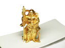 好運呼び込む金色 毘沙門天 像(24K純金メッキ) 寿台座 付 化粧箱入<仏像・開運縁起物・幸運置物> 多聞天 毘沙門天様の置物 七福神 置物