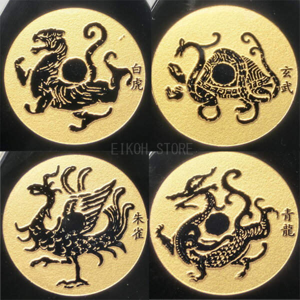 天然 黒曜 四神 ピラミッド (大サイズ)【 青龍 / 朱雀 / 白虎 / 玄武 】＜ 風水置物 開運置物 幸運置物 ＞風水グッズ 四神獣 黒曜石 オブシディアン