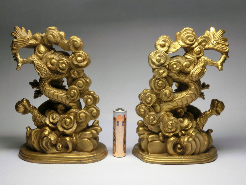 銅製 玉持ち 双龍 セット(銅製) ＜風水グッズ・開運グッズ・幸運の置物＞ 最上位の...