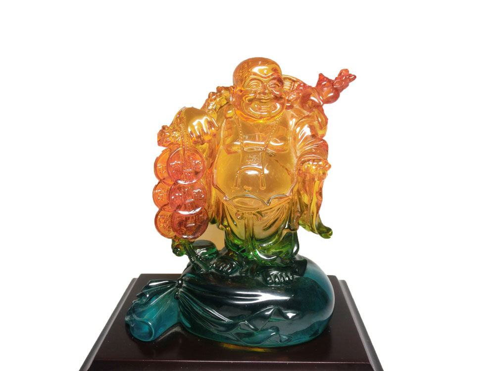 樂天商城 - 瑠璃色 布袋像 (高さ約20.0cm) 樹脂製 ＜風水グッズ・開運グッズ・幸運の置物＞ 縁起物 置物 布袋様の置物 七福神 置物 契此 定応大師 長汀子 釈契此 ほてい 布袋様 布袋尊 #22 #23