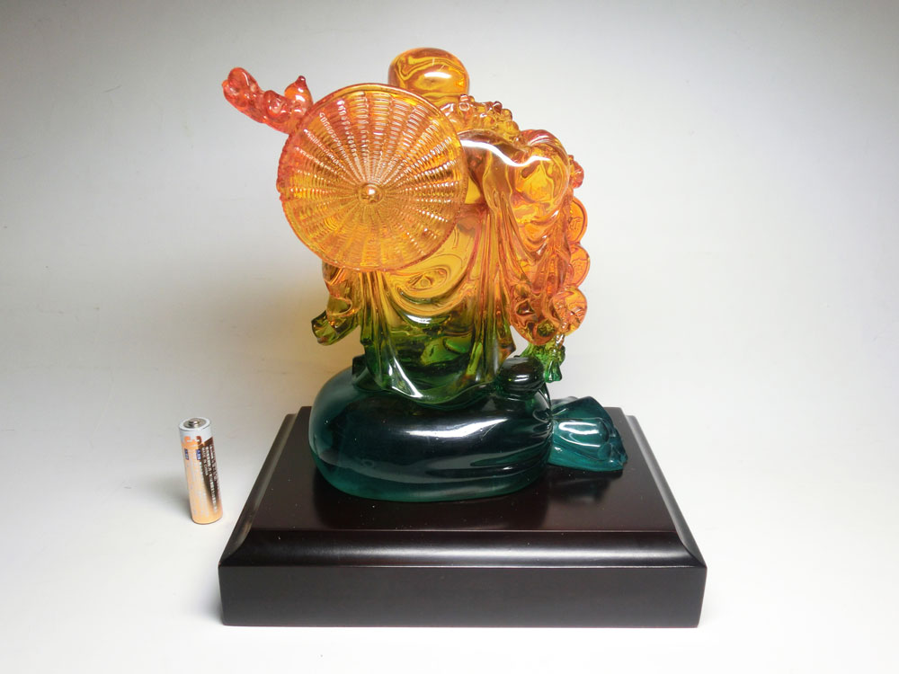 瑠璃色 布袋像 (高さ約20.0cm) 樹脂製 ＜風水グッズ・開運グッズ・幸運の置物＞ 縁...