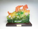 【現品限り】 瑠璃色 巴馬 大サイズ(高さ約27.0cm) 樹脂製 <風水グッズ・開運グッズ・幸運の置物> 縁起物 置物 ウマ 馬の置物 午 競走馬 開運 ともえ 3頭馬 三頭馬 #31