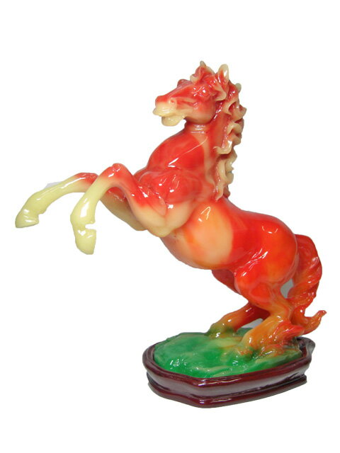開運 三色 立ち馬 （ 跳ね馬 ） 樹脂製 ＜風水グッズ・開運グッズ・幸運の置物＞2014年の干支 馬の置物 立馬の置物