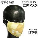 オリジナル 布製 デザイン 立体マスク 【 草原の うさぎ 】 女性用 子供用 フィルターポケット付【 100% 日本製 マスク 】 コットン100% 感染症対策 コロナ対策 エチケット用 マスク 手作り おしゃれ ウサギ 兎 カジュアル 手縫いマスク 草原 うさぎ柄 はらっぱ 野原