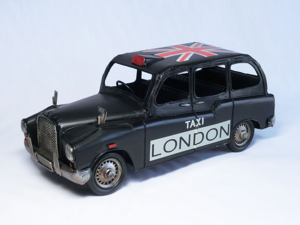 アンティーク調 ロンドンタクシー ( ユニオンジャック ver.) 黒 ☆ ブリキのおもちゃ  rondon taxi Austin FX4 オースティン オースチン イギリス クラシック 英国