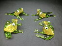 ガラス製 コミカル カエル 一家 (金ラメ入) (高さ約3.5cm)< カエルの置物 > ☆金運アップ!金運上昇☆金運アイテム☆金運グッズ☆ 銭蛙 ガラス