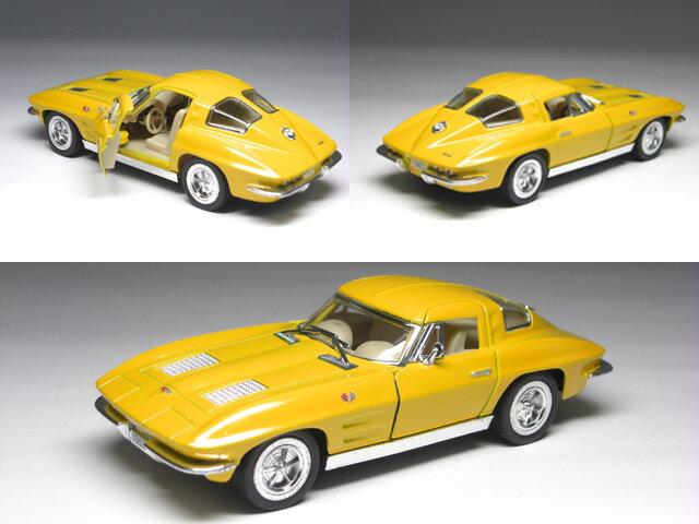 シボレー コルベット スティングレイ(1963〜) 1/36サイズ【 プルバック式 ダイキャストミニカー 世界の名車シリーズ】GM Chevrolet Corvette Sting Ray アメ車 ミニカー インテリア プルバックミニカー