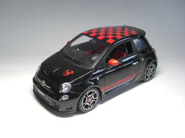 フィアット アバルト 500 (黒＆赤チェック) 1/18 サイズ【 インテリアカー ・世界の名車シリーズ】 Fiat ABARTH 500（Black&Red）2007年モデル