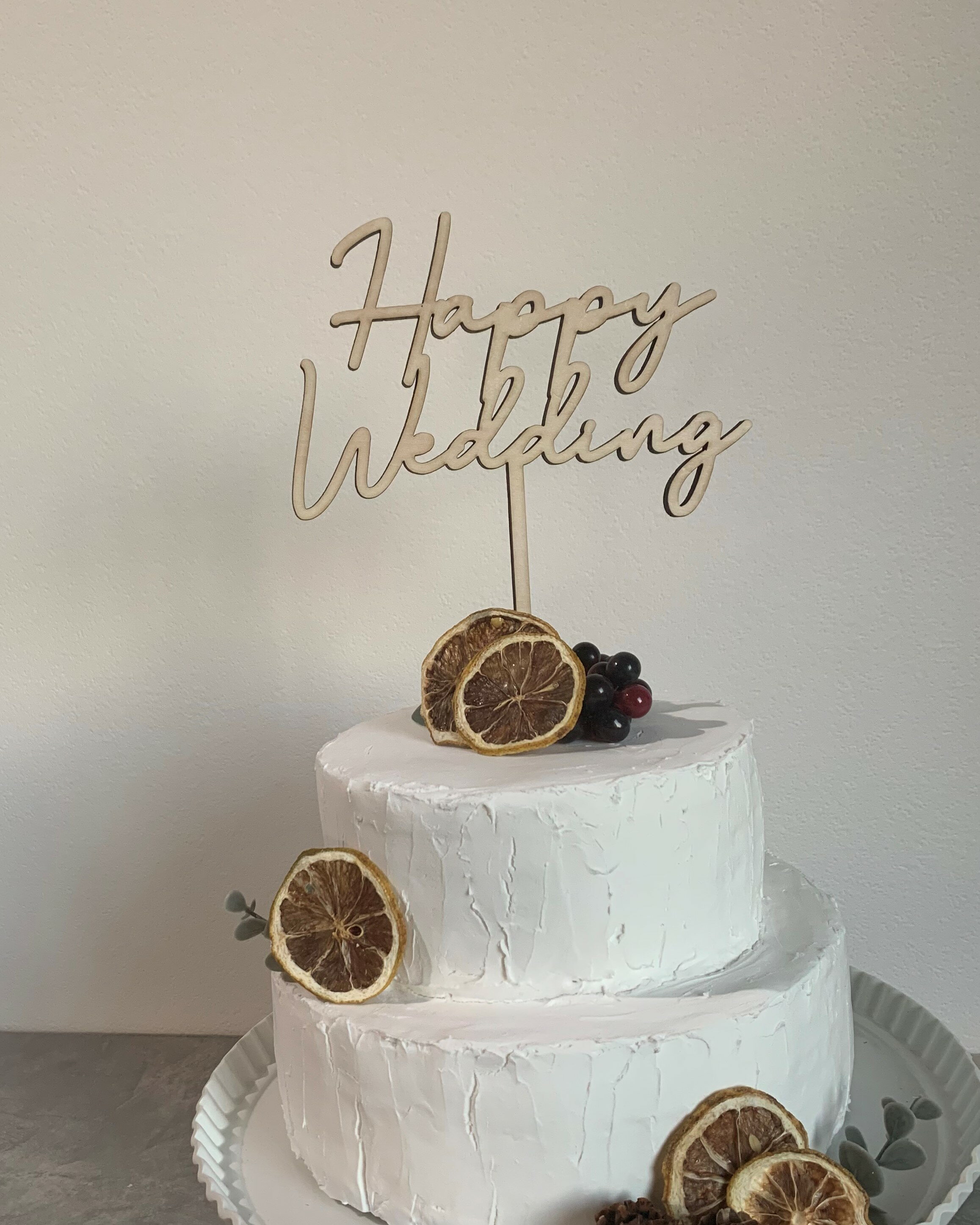 HappyWedding　ケーキトッパー　ウェディングケーキトッパー　ウェディングフォト　フォトブース　おうちフォト　クレイケーキ　木製　ケーキ　