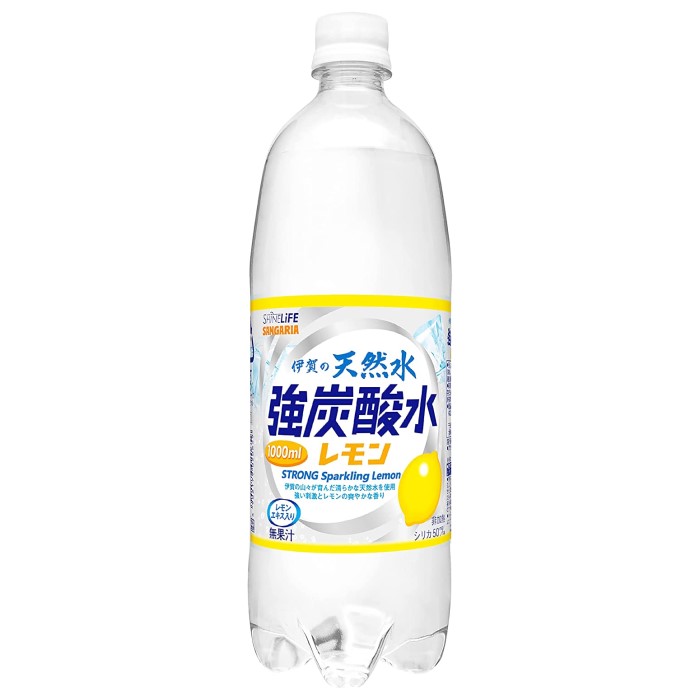 サンガリア　伊賀の天然水強炭酸水レモン 1000ml　まとめ買い（×12）(n)